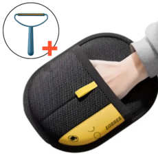 어브레스 털제거 글러브 강아지 고양이 털 대형, 1개, 블랙옐로우