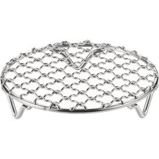 하핑턴 원형 조리대 4.7인치 201 스테인리스 스틸 크로스 와이어 바비큐 그릴망 20mm 다리 포함 베이킹 찜 요리용, 4.7 Inch 0.07", 1