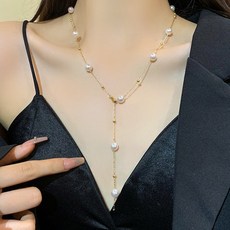 진주 드롭 롱 목걸이 레이어드 데일리 여성 패션 J1312