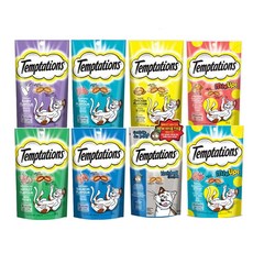고양이 템테이션 간식 8가지맛 세트, 75g, 1세트, 혼합맛(닭/연어/우유/해산물/참치/헤어볼/믹스업닭/참치