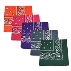 Motique Accessories 대형 면 페이즐리 반다나 5개 세트 블랙 그린 핫 핑크 라이트 로열 265385 5536087109, 다크 오렌지 핫 핑크 헌터 그린 퍼플 다크 그레이