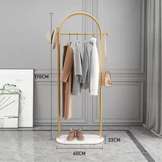 옷가게 스탠드 긴 코트 의류 랙 블 매장 행거 철제 소형 옷, 금색 지지대흰색 나무판 60cm