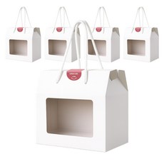 데일리오 투명창 손잡이 선물박스, 5개, 화이트