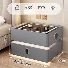 스마트 서랍장 협탁, 완제품 조립 완료, 40x40x48cm, 29.연회색 삼색등 + 무선충전 + USB + 블루투스
