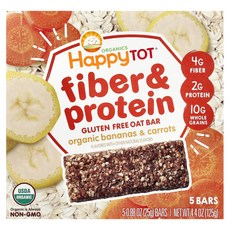 해피 패밀리 오가닉스 해피토트 식이섬유 단백질 오트바 바나나 당근 25g 5개 HAP-01304, Happy Family Organics, Tot®,