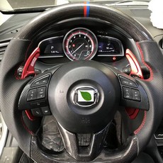 馬自達3碳纖維方向盤改裝，適用昂克賽拉阿特茲CX-5/4/30，平底運動方向盤，提升操控與舒適度, 14-16款车型款式2 - 聯繫客服詢價