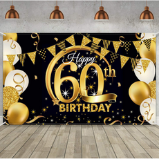 아라홍스 파티배너 생일축하 파티용품 생일가랜드 생일이벤트 졸업 환갑 새해 생일현수막, 7.환갑 블랙골드