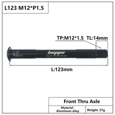 HEPPE MTB 도로 자전거 스루 액슬 프론트 포크 꼬치 리어 허브 12x142 부품, 04 L123 M12x1.5 TL14