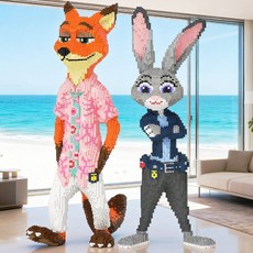 2026년 뉴 빌딩 블록 주토피아 2 주디 닉 퍼즐 조립 장난감, 무지개 말 48cm 오버사이즈