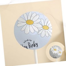 꽃 원형 케이크토퍼 출산 축하 파티 장식 소품, 01.헤드형_02.그레이