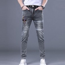 Do Brother No Kojin男士牛仔褲牛仔長褲直筒修身彈力水洗立方春夏秋季男士牛仔褲