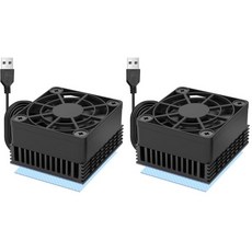 PANO-MOUNTS 40mm 미니 USB 방열 팬 - 10mm 알루미늄 방열판 및 써멀 패드가 장착된 초박형 저소음 냉각 | 그래픽 카드 라우터 HDD 3D 프린터의 효, 40x40x20mm (Pack of 2)