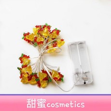 甜蜜cosmetics 聖誕裝飾彩燈 禮物扣件鈴鐺聖誕樹麋鹿楓葉柺杖造型手工銅線電池燈, 1個, 柺杖,10燈1米 USB款