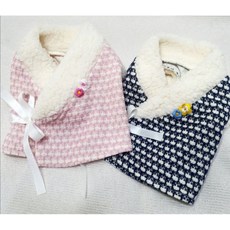 강아지옷 꽃배자 한복 겨울 애완견옷, L, 네이비색
