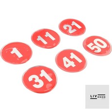 1P 원형 62MM 에폭시 번호판 레드 1-50 숫자표시, 47, 1개