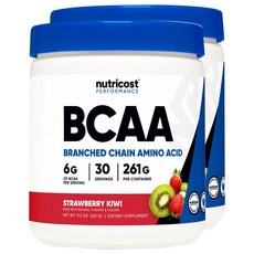 nutricost BCAA支鏈胺基酸粉 草莓奇異果味, 2個, 261克