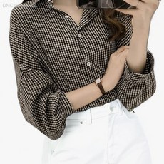 여성 가오리핏 베이직 체크 남방 잔체크 데일리룩