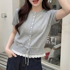 SOSISI 여성 여름 라운드넥 니트 반팔가디건 DH2M260576