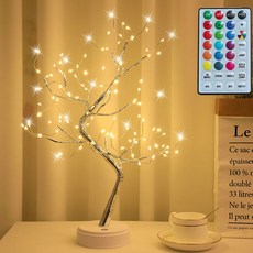 Clybo 새로운 RGB 원격 제어 소형 트리 램프 아마존 크리스마스 컬러 LED 구리 미토 크리퍼 트리 램프 가득한 별 나이트 라이트 끈, 원격 제어 모델이있는 RGB