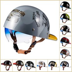 BOSUN 빈티지 전동킥보드헬멧 통기성 경량 할리 오토바이 헬멧 반모헬멧, 빈티지A, 1개