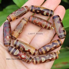 티벳 염주 1 조각 천연 마노 약 10x30mm 붉은 갈색 고대 티베트 Dzi 비즈 DIY 쥬얼리 만들기 용