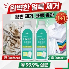 [혁신 포뮬러] 얼룩 제거 및 밝기 강화 세제 강력 얼룩제거 표백 세제 세탁+유연+항정전기, 2개, 500ml