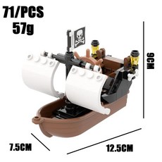 중세 항구 해안 풍경 빌딩 블록 부두 군사 포병선 해적선 낚시 보트 모델 선물, 2. Pirate Ship B / B. 2 SET, 1개