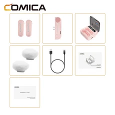 Comica Vimo S 2.4G 무선 라발리에 마이크(충전 케이스 포함) iPhone Android 인터뷰 MFi 액세서리, 02 Type-C Pink