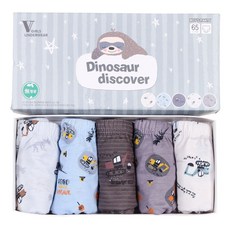 캐릭토피아 키즈라인 남아용 공룡발견 삼각팬티 5종 세트