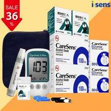 케어센스A 플러스 혈당측정기 + 검사지 110매+ 알콜솜 200매 + 채혈침 210매, 1개