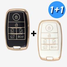 (1+1) 기아 차 키케이스 키커버 기아 호환 TPU, KIA-10(J타입), 블랙+아이보리