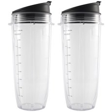 Nutri Ninja Auto-IQ 1000W 및 듀얼 블렌더용 밀봉 뚜껑 닌자 교체 부품 및 액세서리가 포함된 32온스 컵, 블랙 &amp; 투명