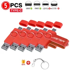 5개묶음 TYPE-C USB 2 in 1 펜 드라이브 128GB 메모리 스틱 64GB 도매 플래시 휴대폰컴퓨터용, 01 128MB(Not GB), 01 중국, 07 빨간색