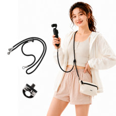 [FIXO] DJI 포켓3/4 전용 액세서리 가방 스트랩 메탈 버클 꼰 로프 3종 세트 크로스바디 숄더 넥 스트랩 분실방지 낙하방지 오즈모 포켓 호환, 1개, 검은색
