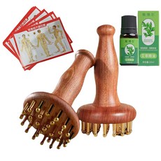 kardizpo|康浦 黃銅經絡刷, 黃銅經絡刷+穴位圖+艾草精油(全套）, 1個