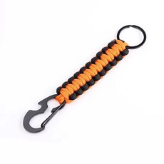 Paracord 키 체인 군사 땋은 코어 로프 Carabiner 병따개 캠핑 하이킹을위한 야외 비상 매듭 생존 도구, Orange 02, 1개