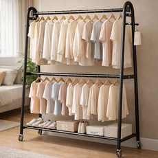 라온프리 A형 높은 튼튼한 이동식 행거 1200, 블랙