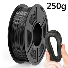 3D프린터 TPU 필라멘트 1.75mm 250g 블랙 화이트 레드 오렌지 옐로우 그린 블루 퍼플 피부색 부드럽다 다양한 컬러 고내구성 FDM 프린터 호환 소용량 필라멘트, TPU 검정색