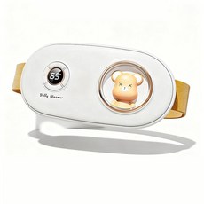 卡通暖宮腰帶 智能控溫, 無暇白, 小熊無暇白暖宮帶