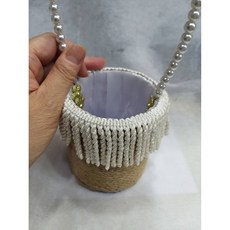 手提珍珠麻繩風小花器 可插乾燥花