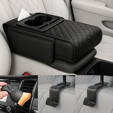 아이셀로 차량용 콘솔 박스 쿠션 수납함 컵홀더, 1개, 블랙