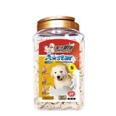 A Star 牛奶潔牙嚼嚼骨結 桶裝, 1.3kg, 1個, 牛奶 S