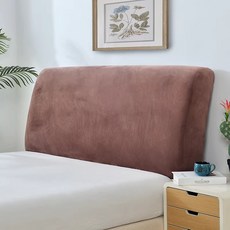단색 플러시 두꺼운 탄성 커버 침대커버퀸 헤드보드, 14. 금초롱-진낙타색 120-135cm