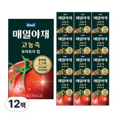 매일유업 매일야채 고농축 토마토의 힘, 125ml, 12개