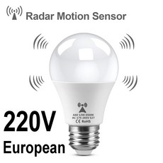 220V 110V E27 LED 모션 센서 전구 야간 조명 LED 램프 자동 ON/OFF 레이더 바디 센서 빛 계단 차고 보안, 01 220V White, 1개