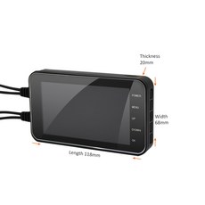 풀 HD 무선 와이파이 듀얼 렌즈 블랙박스 4인치 오토바이 카메라 DVR 고화질 광각 1080P 차량용 LCD MOV 4" 지원, Black, 64그램