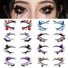 8쌍 할로윈 얼굴 임시 타투 여성용 메이크업 아이섀도우 아이라이너 타투 스티커 다채로운 호박 거미줄 거미 가짜 타투 할로윈 가장 무도회 카니발 코스프레 아이 아트 장식