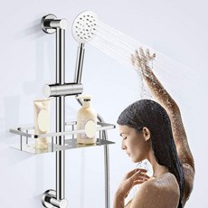 무타공 슬라이드바 해체없이 사용 가능한 버튼식 샤워기 각도조절 헤드걸이, 1개