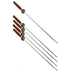 나무 손잡이 42cm 스텐 바베큐 꼬챙이 일열 5P 마시멜로우 BBQ, 1개