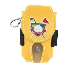 Royalways 클립이 달린 휴대용 PU 가죽 골프공 파우치/허리 파우치/골퍼 선물 (여성/남성용), 5cm x 9cm, 노란색